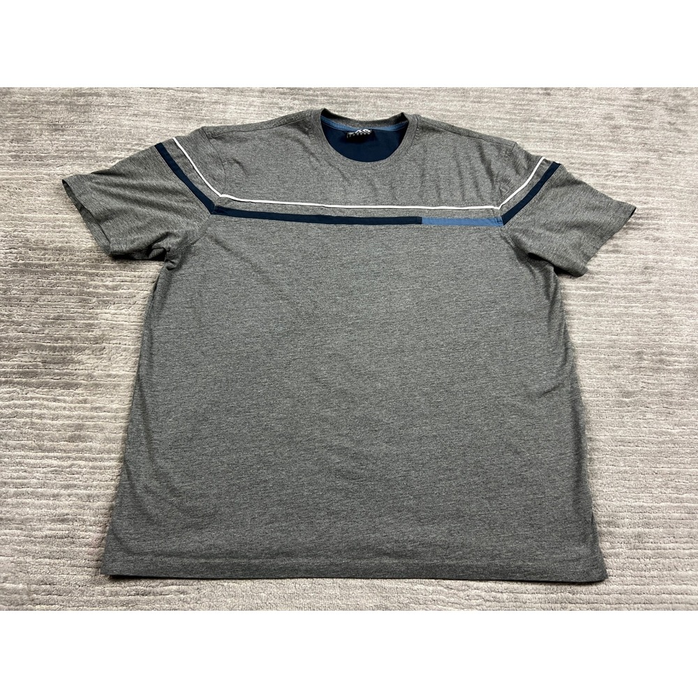 XG T-Shirt Mens XL Gray Short Sleeve Striped Crewneck Cotton Casual Tee